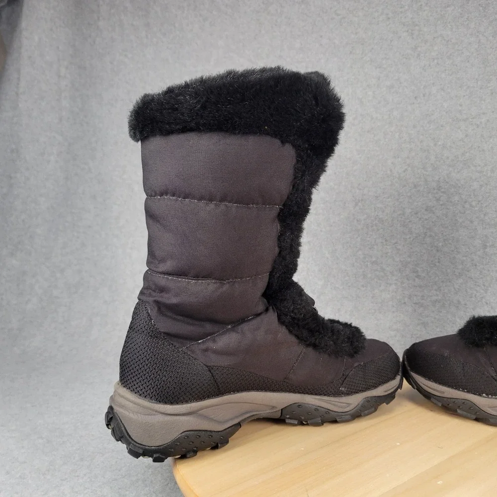 The North Face Nuptse Fur Snow Boots Women 7.5 Black Down Insulated IcePick